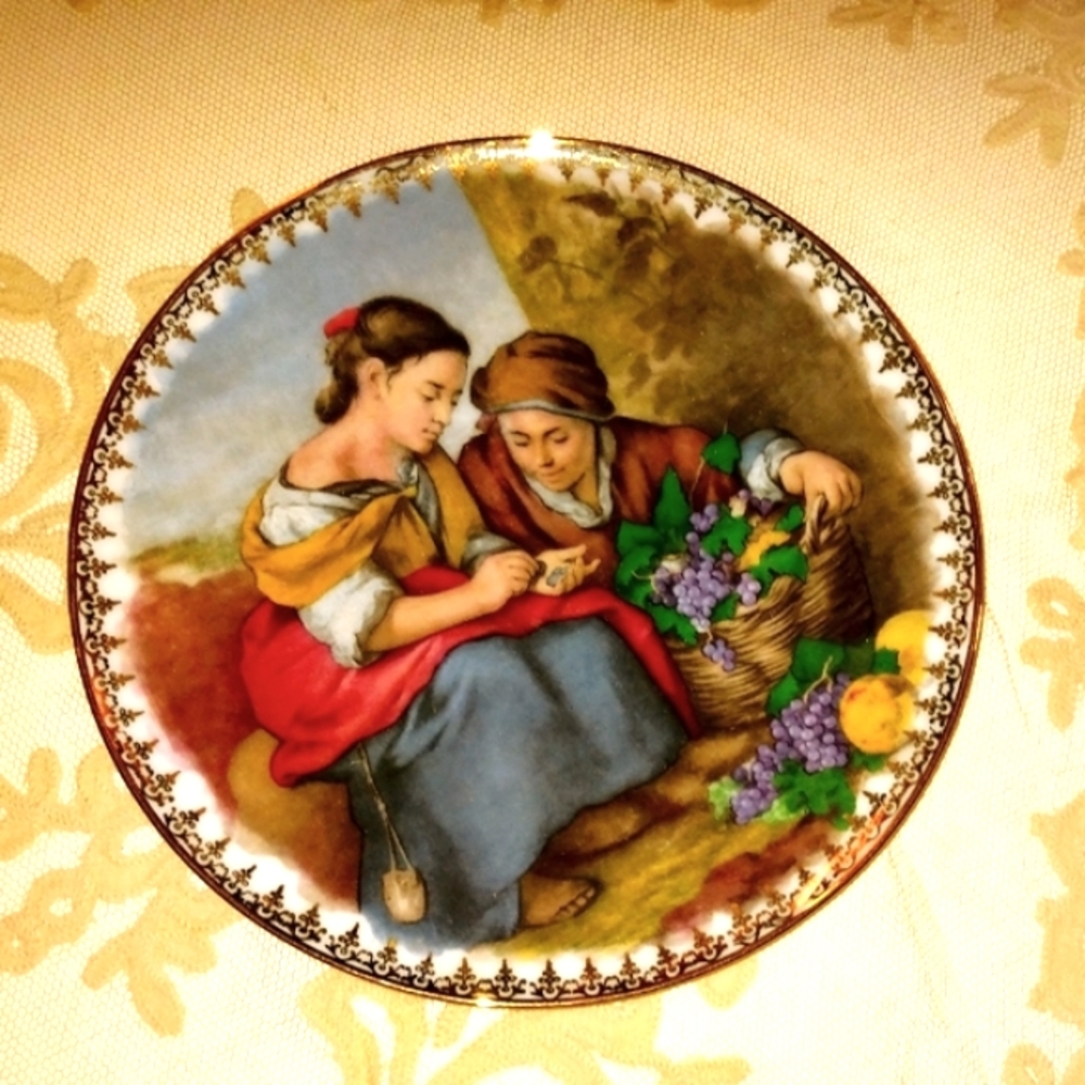 Vtg Set of Fine Porcelain Decorative Plates, West Germany signed JKW
